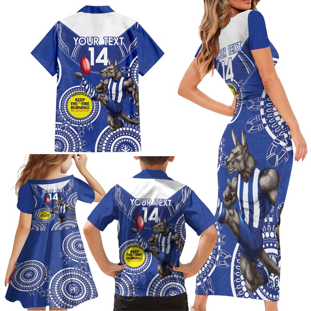 Custom AFL Kangaroos NAIDOC Week Family Matching Short Sleeve Bodycon Dress and Hawaiian Shirt Keep The Fire Burning Indigenous Art