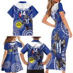 Custom AFL Kangaroos NAIDOC Week Family Matching Short Sleeve Bodycon Dress and Hawaiian Shirt Keep The Fire Burning Indigenous Art
