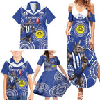 Custom AFL Kangaroos NAIDOC Week Family Matching Summer Maxi Dress and Hawaiian Shirt Keep The Fire Burning Indigenous Art