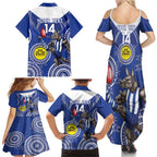 Custom AFL Kangaroos NAIDOC Week Family Matching Summer Maxi Dress and Hawaiian Shirt Keep The Fire Burning Indigenous Art