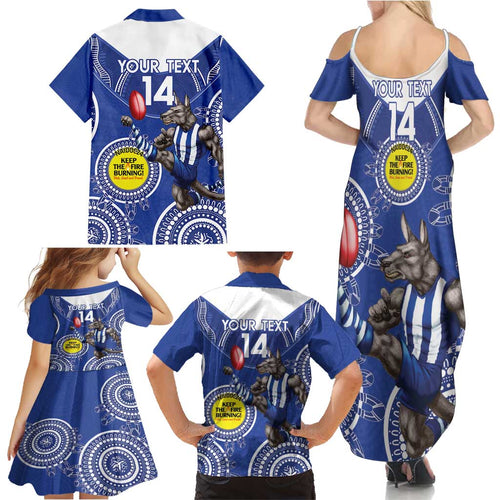 Custom AFL Kangaroos NAIDOC Week Family Matching Summer Maxi Dress and Hawaiian Shirt Keep The Fire Burning Indigenous Art