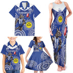 Custom AFL Kangaroos NAIDOC Week Family Matching Tank Maxi Dress and Hawaiian Shirt Keep The Fire Burning Indigenous Art