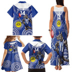 Custom AFL Kangaroos NAIDOC Week Family Matching Tank Maxi Dress and Hawaiian Shirt Keep The Fire Burning Indigenous Art