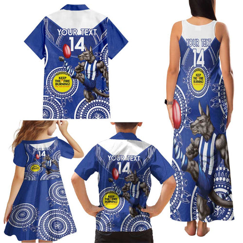 Custom AFL Kangaroos NAIDOC Week Family Matching Tank Maxi Dress and Hawaiian Shirt Keep The Fire Burning Indigenous Art