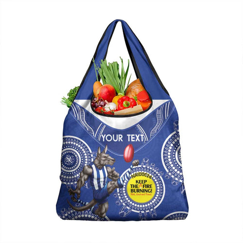 Custom AFL Kangaroos NAIDOC Week Grocery Bag Keep The Fire Burning Indigenous Art