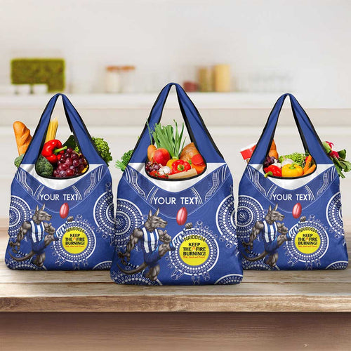 Custom AFL Kangaroos NAIDOC Week Grocery Bag Keep The Fire Burning Indigenous Art