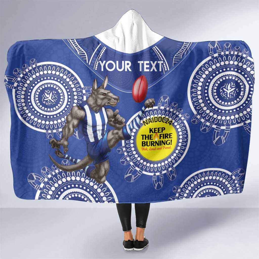Custom AFL Kangaroos NAIDOC Week Hooded Blanket Keep The Fire Burning Indigenous Art