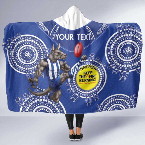 Custom AFL Kangaroos NAIDOC Week Hooded Blanket Keep The Fire Burning Indigenous Art