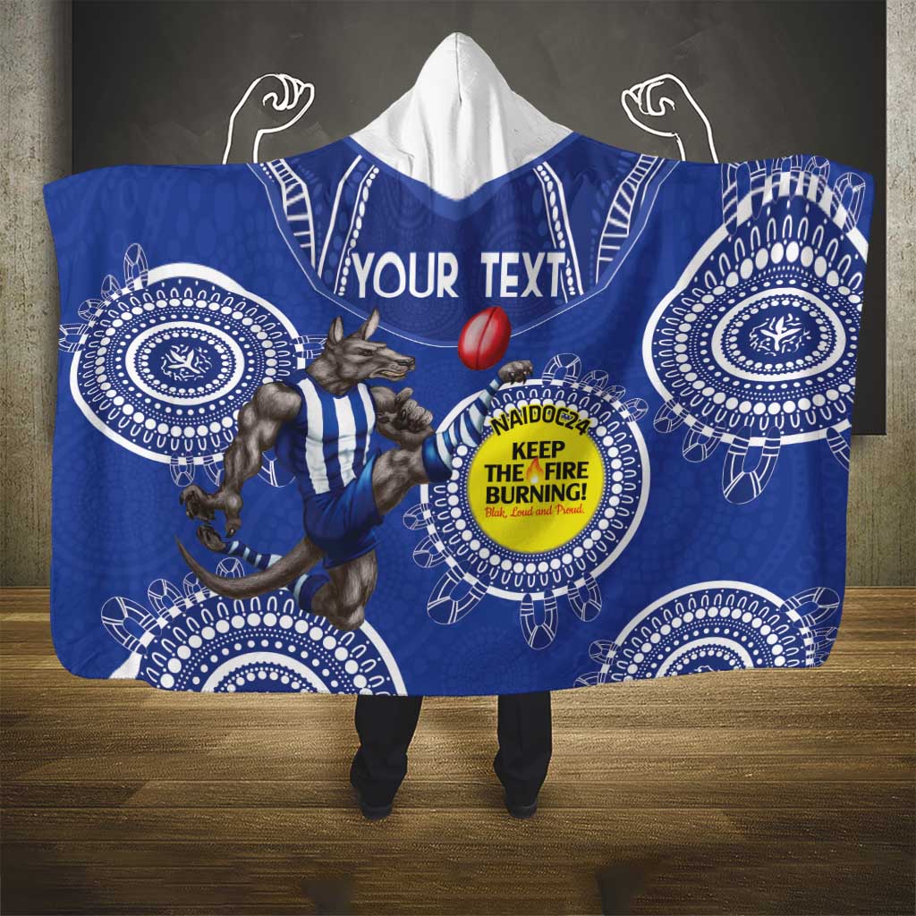 Custom AFL Kangaroos NAIDOC Week Hooded Blanket Keep The Fire Burning Indigenous Art