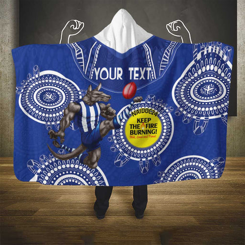 Custom AFL Kangaroos NAIDOC Week Hooded Blanket Keep The Fire Burning Indigenous Art