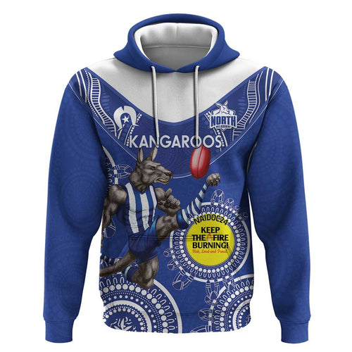 Custom AFL Kangaroos NAIDOC Week Hoodie Keep The Fire Burning Indigenous Art