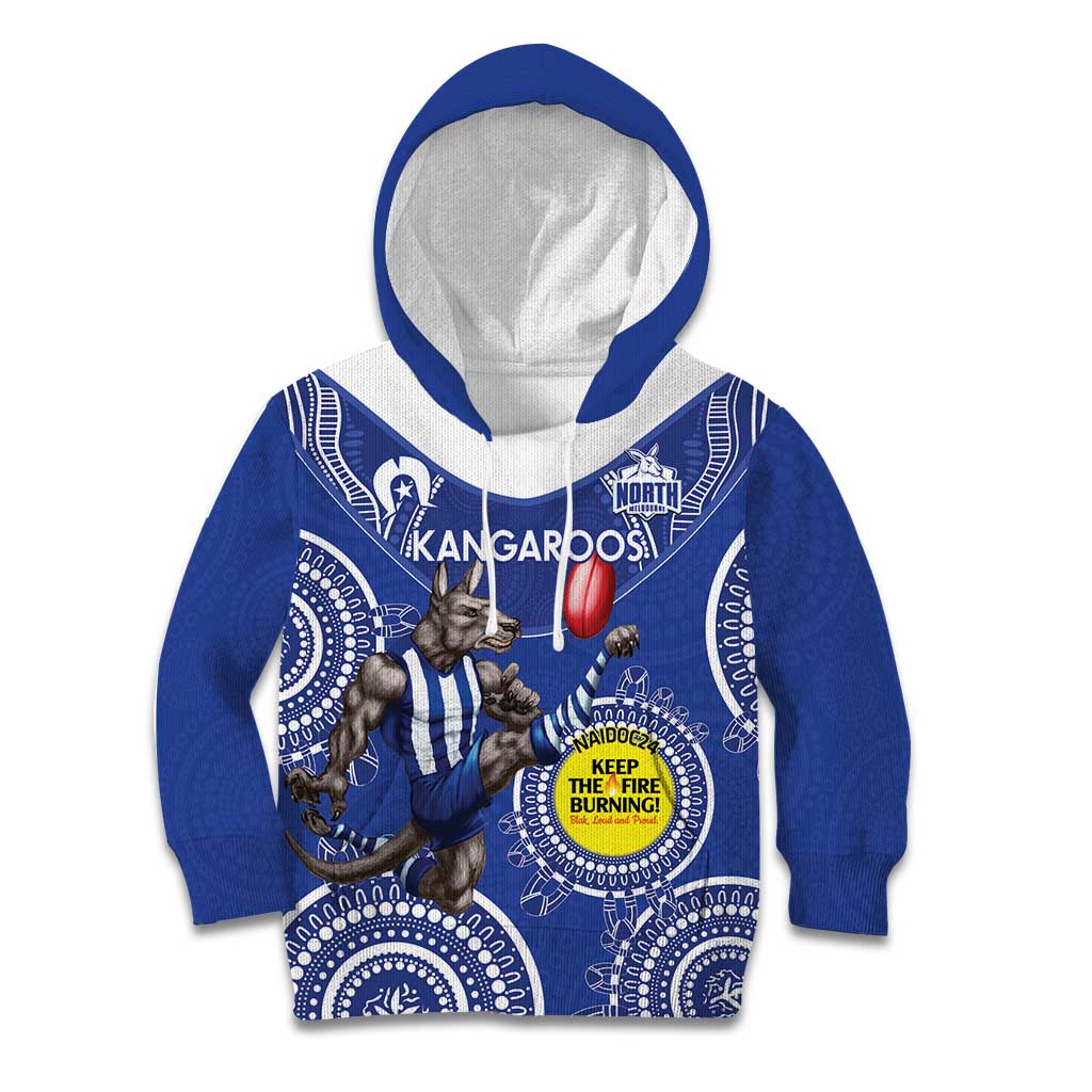 Custom AFL Kangaroos NAIDOC Week Kid Hoodie Keep The Fire Burning Indigenous Art