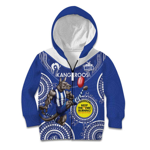 Custom AFL Kangaroos NAIDOC Week Kid Hoodie Keep The Fire Burning Indigenous Art