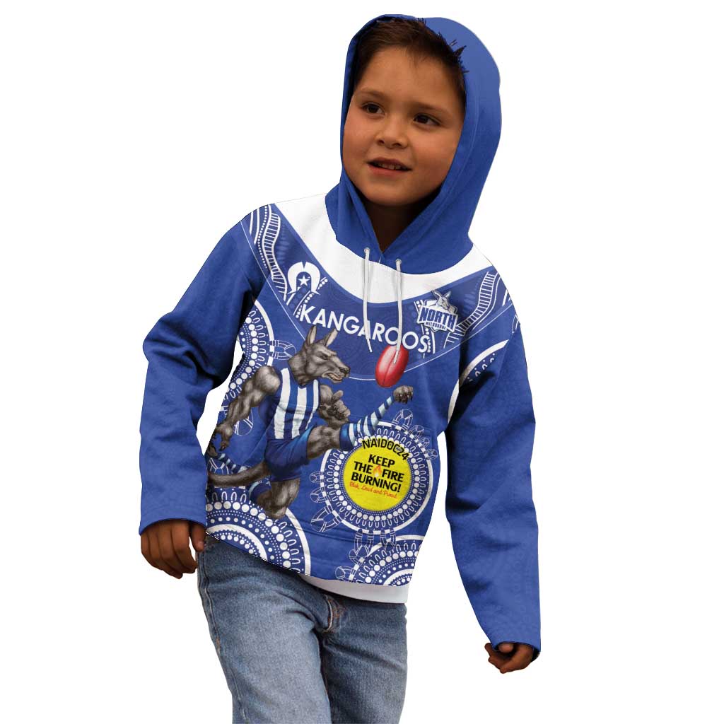 Custom AFL Kangaroos NAIDOC Week Kid Hoodie Keep The Fire Burning Indigenous Art