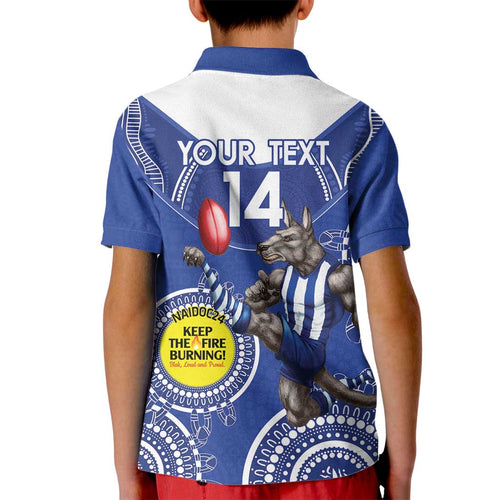 Custom AFL Kangaroos NAIDOC Week Kid Polo Shirt Keep The Fire Burning Indigenous Art