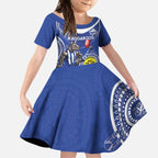 Custom AFL Kangaroos NAIDOC Week Kid Short Sleeve Dress Keep The Fire Burning Indigenous Art