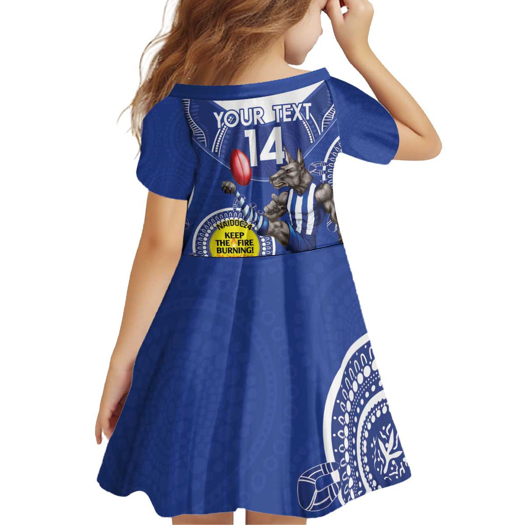 Custom AFL Kangaroos NAIDOC Week Kid Short Sleeve Dress Keep The Fire Burning Indigenous Art