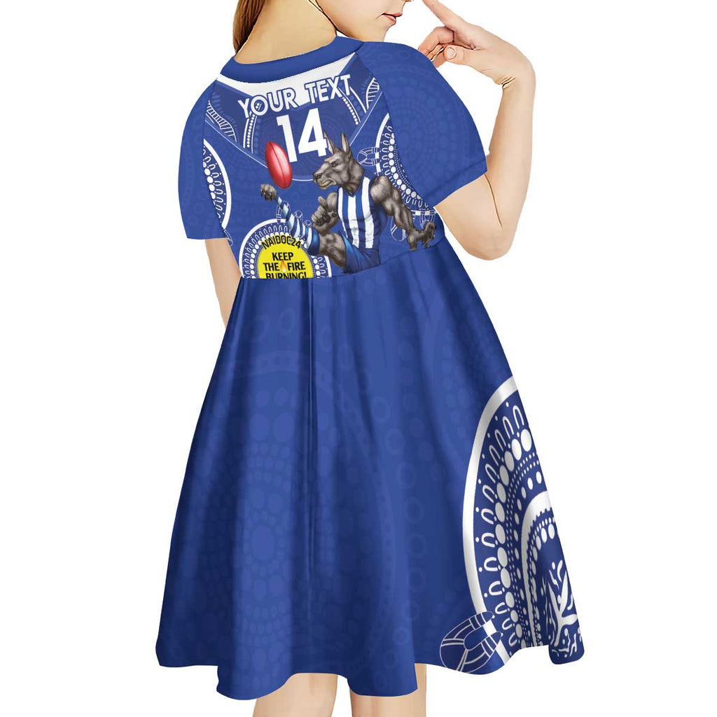 Custom AFL Kangaroos NAIDOC Week Kid Short Sleeve Dress Keep The Fire Burning Indigenous Art