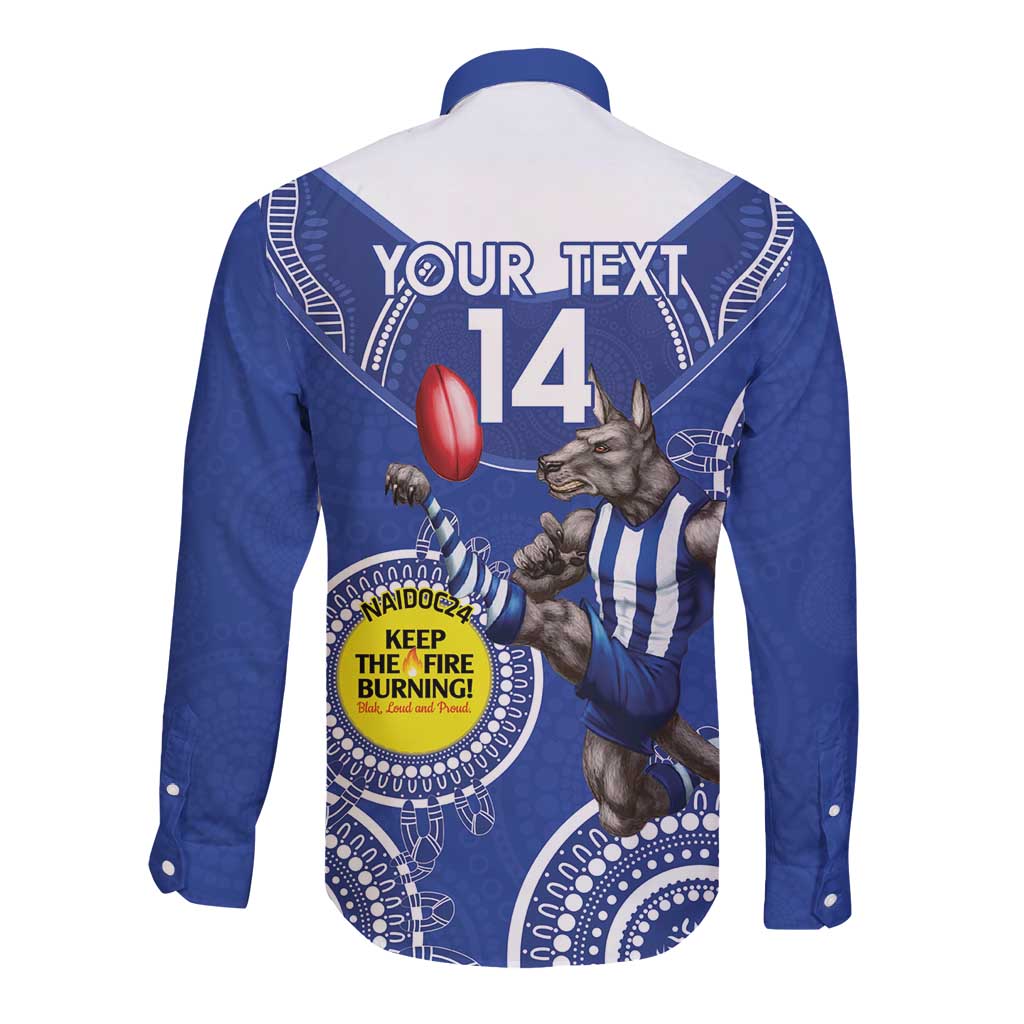 Custom AFL Kangaroos NAIDOC Week Long Sleeve Button Shirt Keep The Fire Burning Indigenous Art