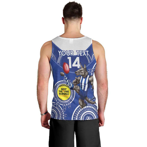 Custom AFL Kangaroos NAIDOC Week Men Tank Top Keep The Fire Burning Indigenous Art