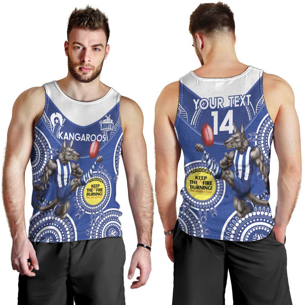Custom AFL Kangaroos NAIDOC Week Men Tank Top Keep The Fire Burning Indigenous Art