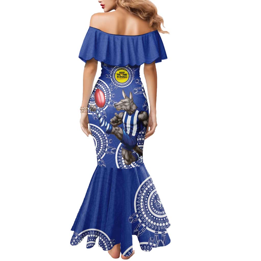 Custom AFL Kangaroos NAIDOC Week Mermaid Dress Keep The Fire Burning Indigenous Art
