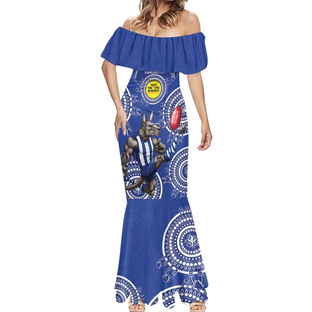 Custom AFL Kangaroos NAIDOC Week Mermaid Dress Keep The Fire Burning Indigenous Art