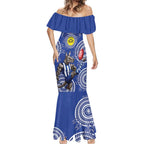 Custom AFL Kangaroos NAIDOC Week Mermaid Dress Keep The Fire Burning Indigenous Art