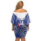 Custom AFL Kangaroos NAIDOC Week Off Shoulder Short Dress Keep The Fire Burning Indigenous Art