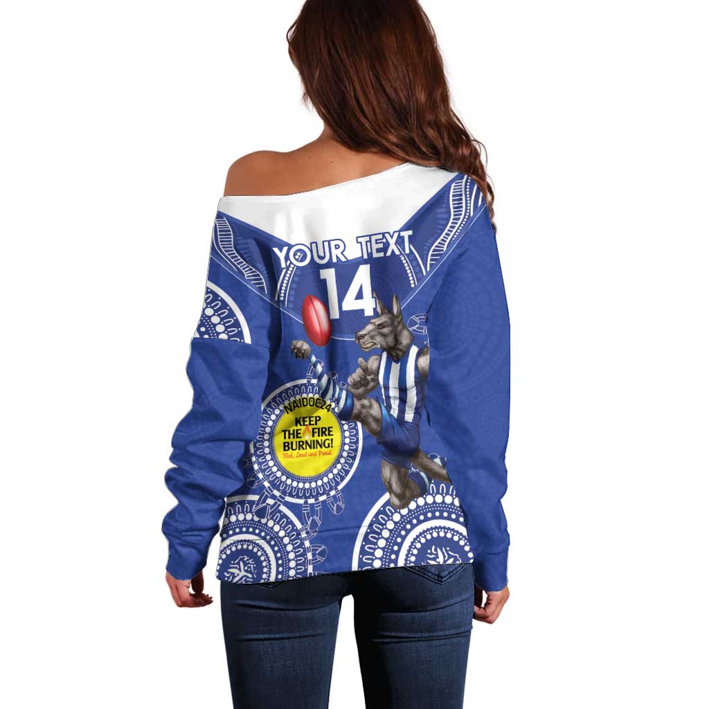 Custom AFL Kangaroos NAIDOC Week Off Shoulder Sweater Keep The Fire Burning Indigenous Art