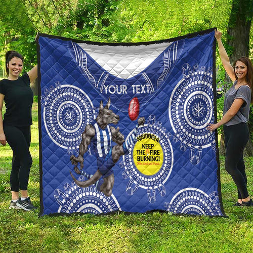 Custom AFL Kangaroos NAIDOC Week Quilt Keep The Fire Burning Indigenous Art
