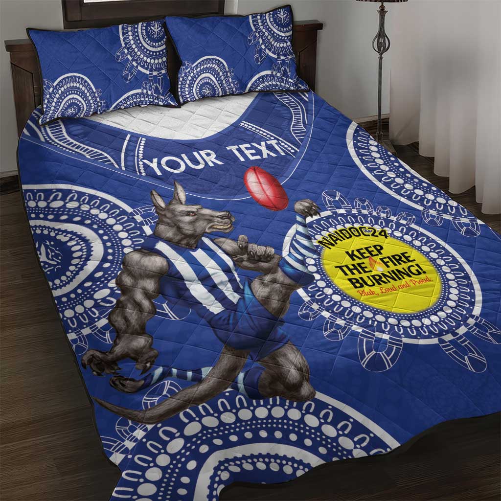 Custom AFL Kangaroos NAIDOC Week Quilt Bed Set Keep The Fire Burning Indigenous Art