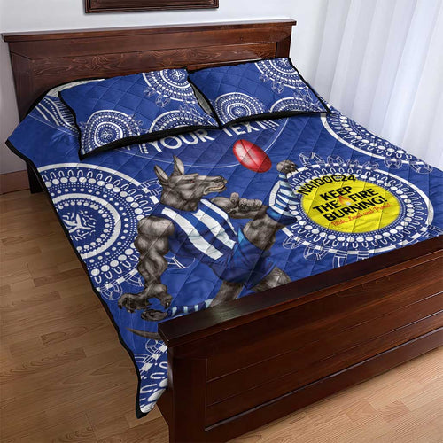 Custom AFL Kangaroos NAIDOC Week Quilt Bed Set Keep The Fire Burning Indigenous Art