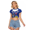 Custom AFL Kangaroos NAIDOC Week Raglan Cropped T Shirt Keep The Fire Burning Indigenous Art