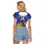 Custom AFL Kangaroos NAIDOC Week Raglan Cropped T Shirt Keep The Fire Burning Indigenous Art