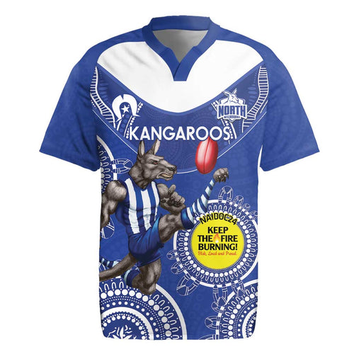 Custom AFL Kangaroos NAIDOC Week Rugby Jersey Keep The Fire Burning Indigenous Art