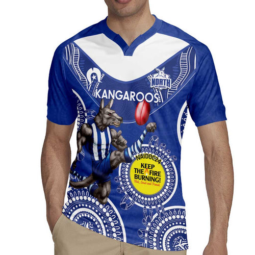 Custom AFL Kangaroos NAIDOC Week Rugby Jersey Keep The Fire Burning Indigenous Art