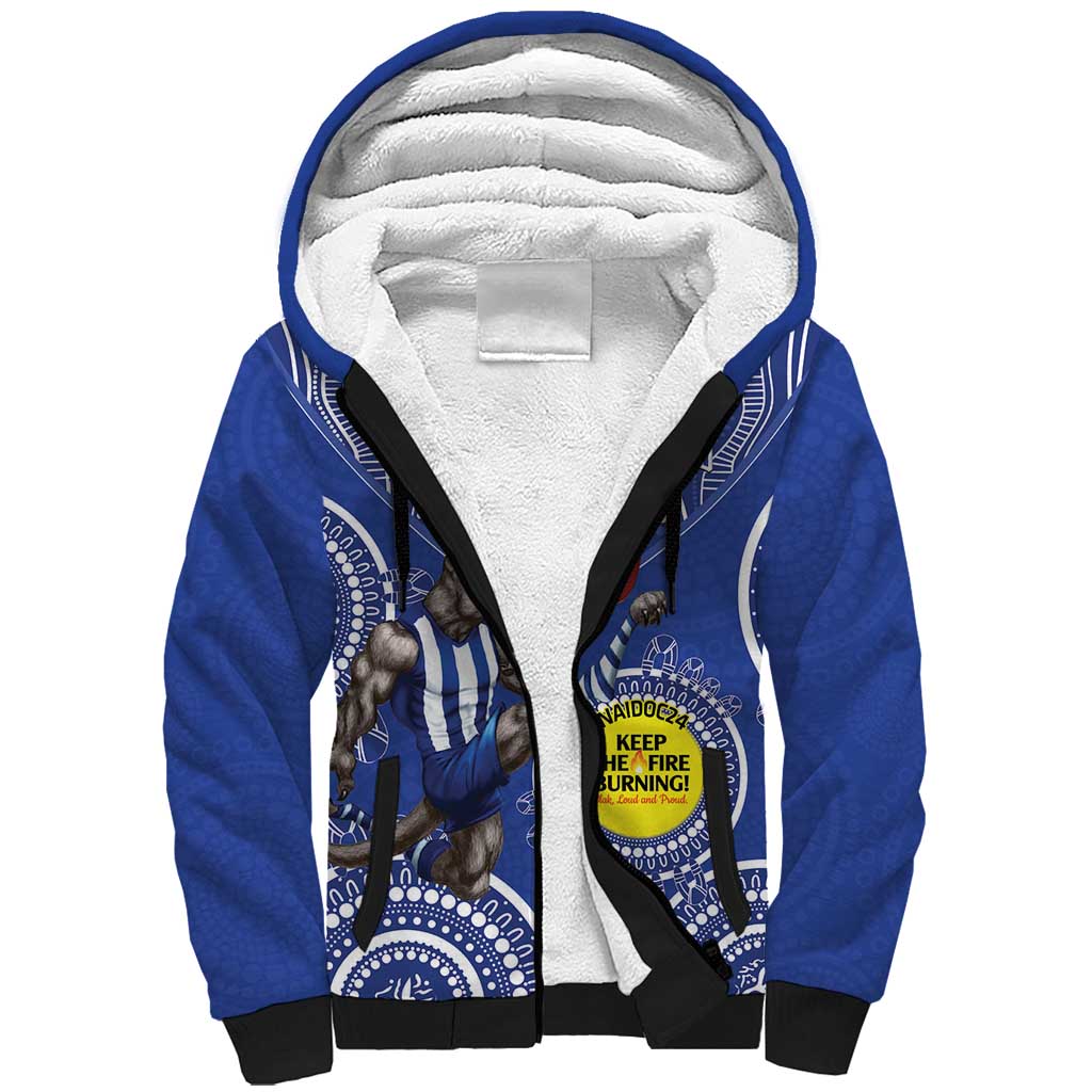 Custom AFL Kangaroos NAIDOC Week Sherpa Hoodie Keep The Fire Burning Indigenous Art