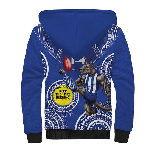 Custom AFL Kangaroos NAIDOC Week Sherpa Hoodie Keep The Fire Burning Indigenous Art