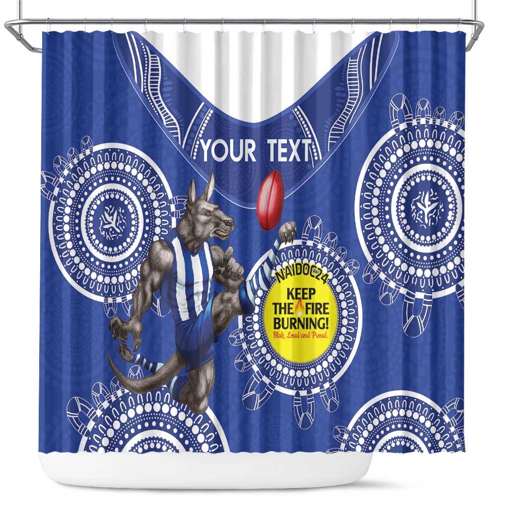 Custom AFL Kangaroos NAIDOC Week Shower Curtain Keep The Fire Burning Indigenous Art