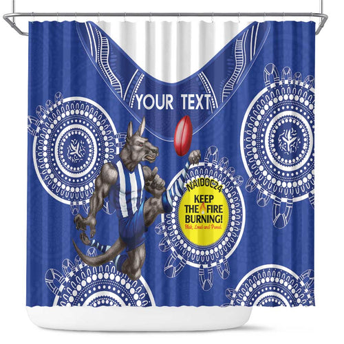 Custom AFL Kangaroos NAIDOC Week Shower Curtain Keep The Fire Burning Indigenous Art