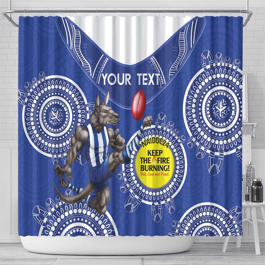 Custom AFL Kangaroos NAIDOC Week Shower Curtain Keep The Fire Burning Indigenous Art