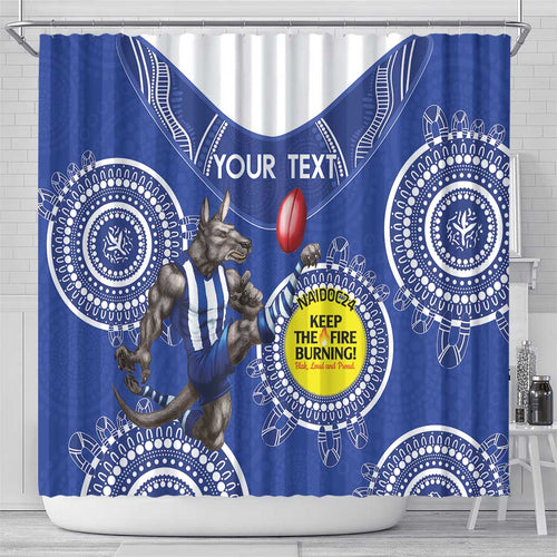 Custom AFL Kangaroos NAIDOC Week Shower Curtain Keep The Fire Burning Indigenous Art