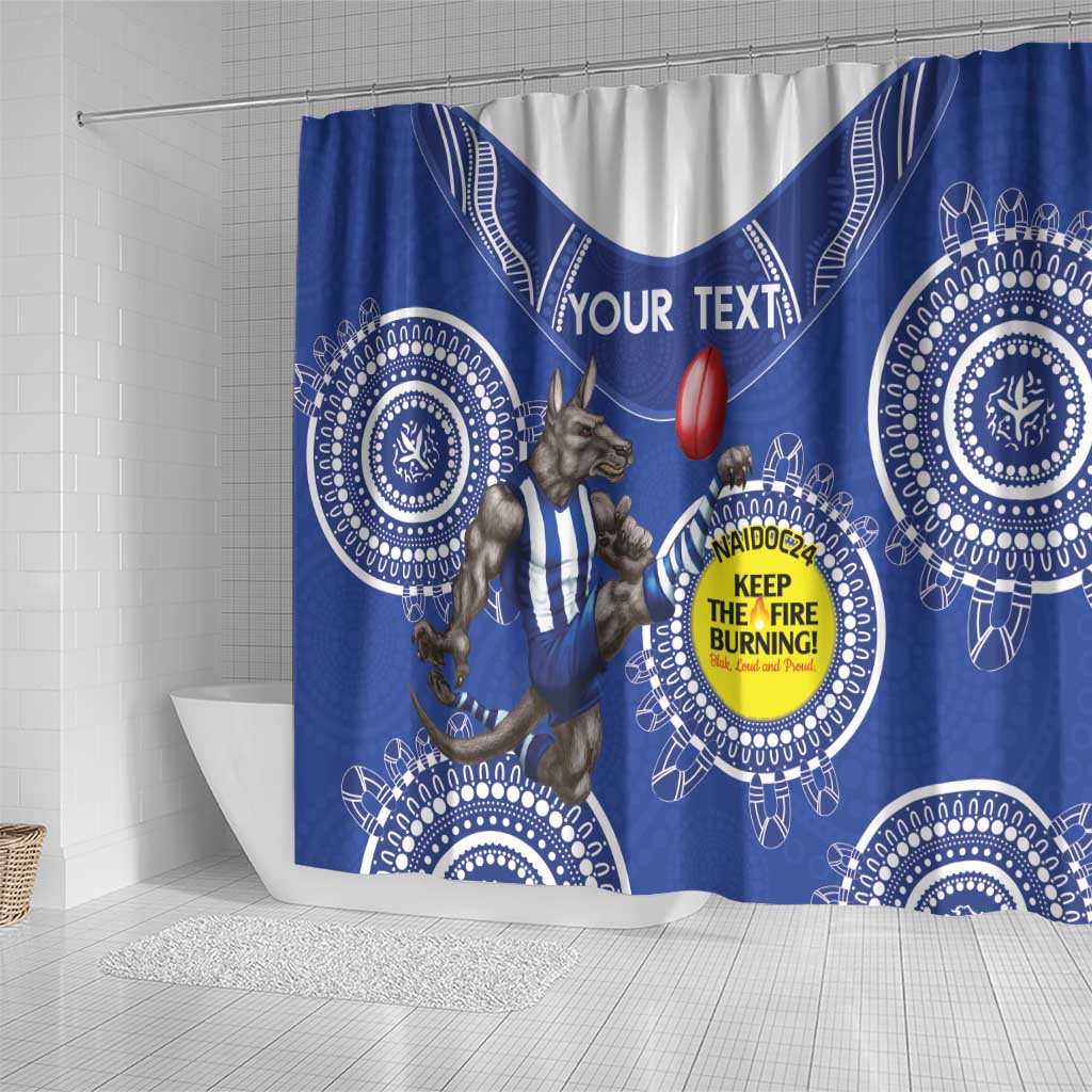 Custom AFL Kangaroos NAIDOC Week Shower Curtain Keep The Fire Burning Indigenous Art