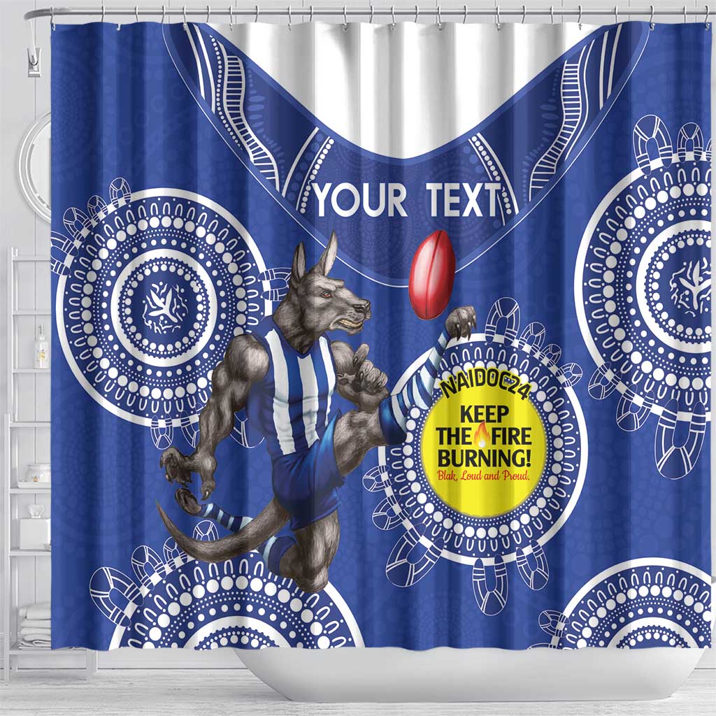 Custom AFL Kangaroos NAIDOC Week Shower Curtain Keep The Fire Burning Indigenous Art
