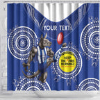 Custom AFL Kangaroos NAIDOC Week Shower Curtain Keep The Fire Burning Indigenous Art