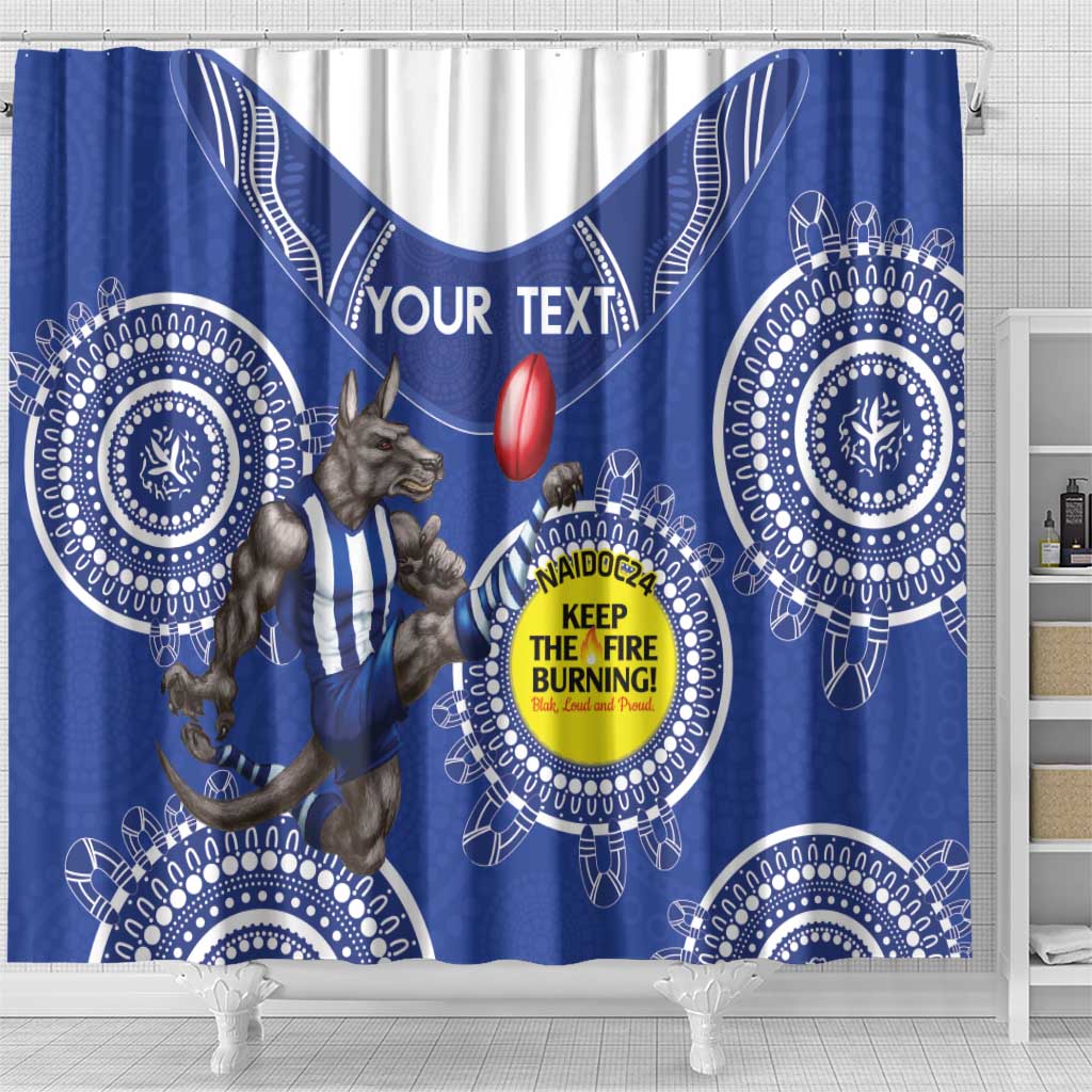 Custom AFL Kangaroos NAIDOC Week Shower Curtain Keep The Fire Burning Indigenous Art