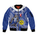 Custom AFL Kangaroos NAIDOC Week Sleeve Zip Bomber Jacket Keep The Fire Burning Indigenous Art
