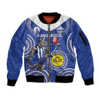 Custom AFL Kangaroos NAIDOC Week Sleeve Zip Bomber Jacket Keep The Fire Burning Indigenous Art