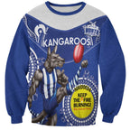 Custom AFL Kangaroos NAIDOC Week Sweatshirt Keep The Fire Burning Indigenous Art